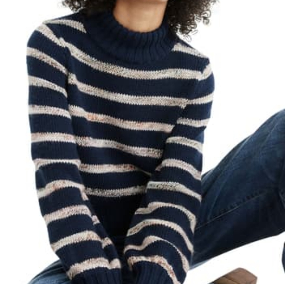 Madewell Stripe Metcalf Mock Neck Sweater